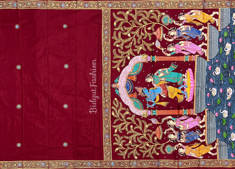 Odisha Pattachitra Handpainting Silk Saree