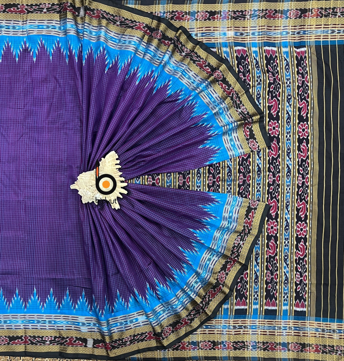 Handlooms of Odisha Sachipar Nuapatna Khandua Ikat Silk Sarees Purple color