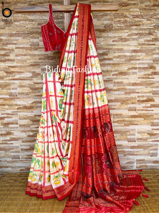 Odisha handloom|Nuapatna|Khandua|Sambalpuri| Nabakothi Ikat silk saree - Bidyut Fashion