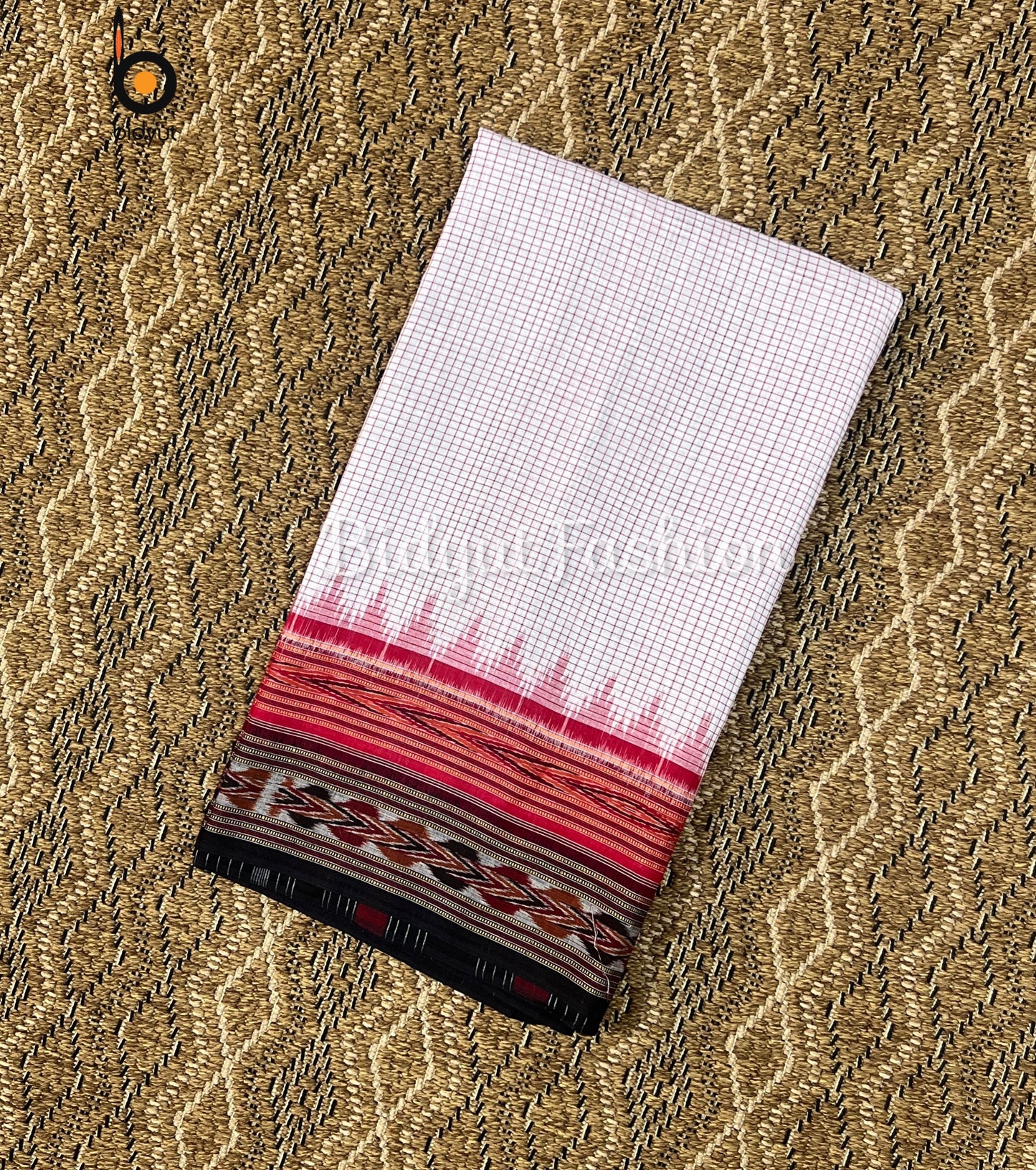 Handlooms of Odisha Sachipar Sambalpuri Ikat Cotton Sarees White color