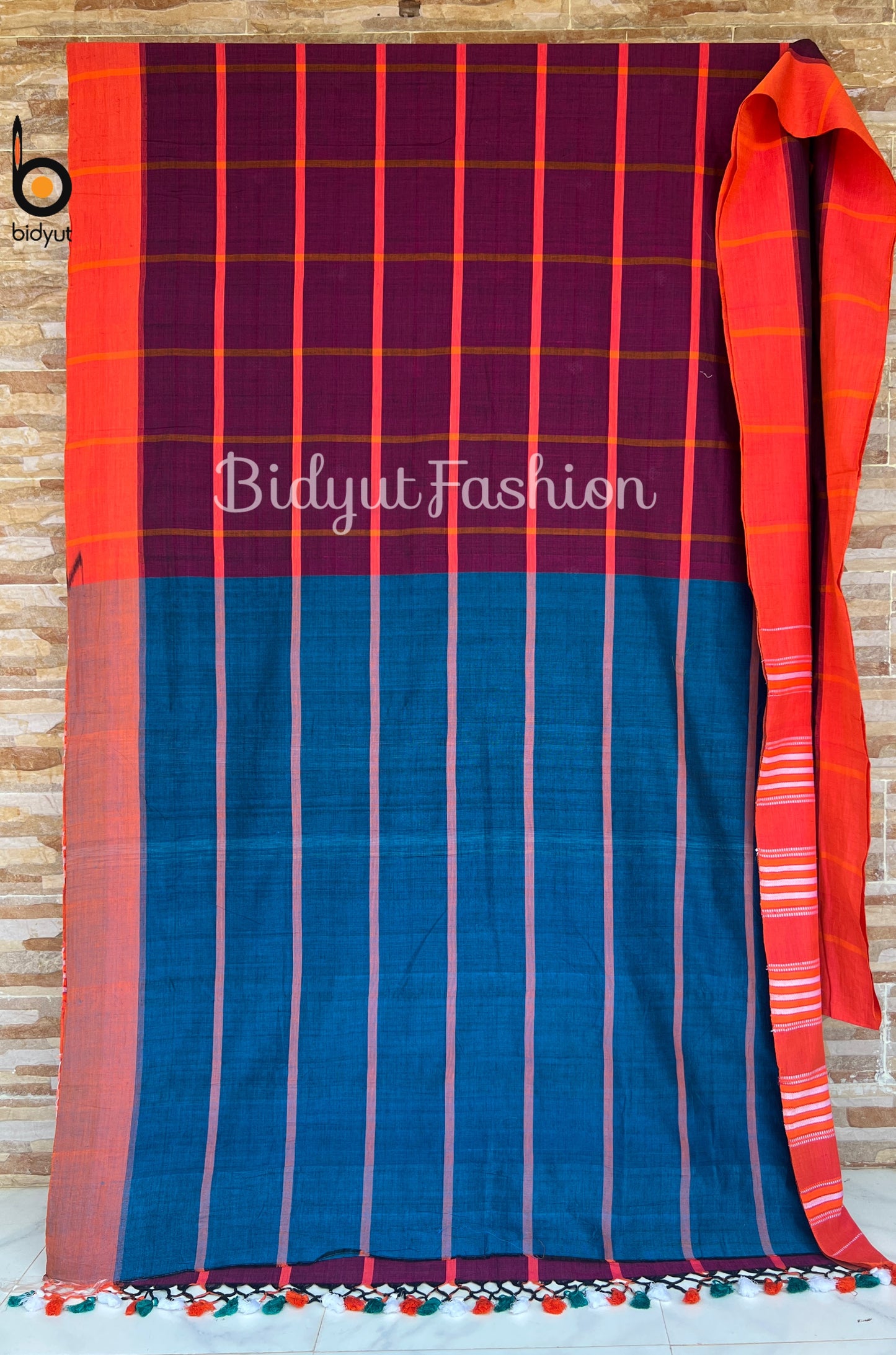 Handlooms of Odisha Santhal Tribal Cotton Sarees Magenta color