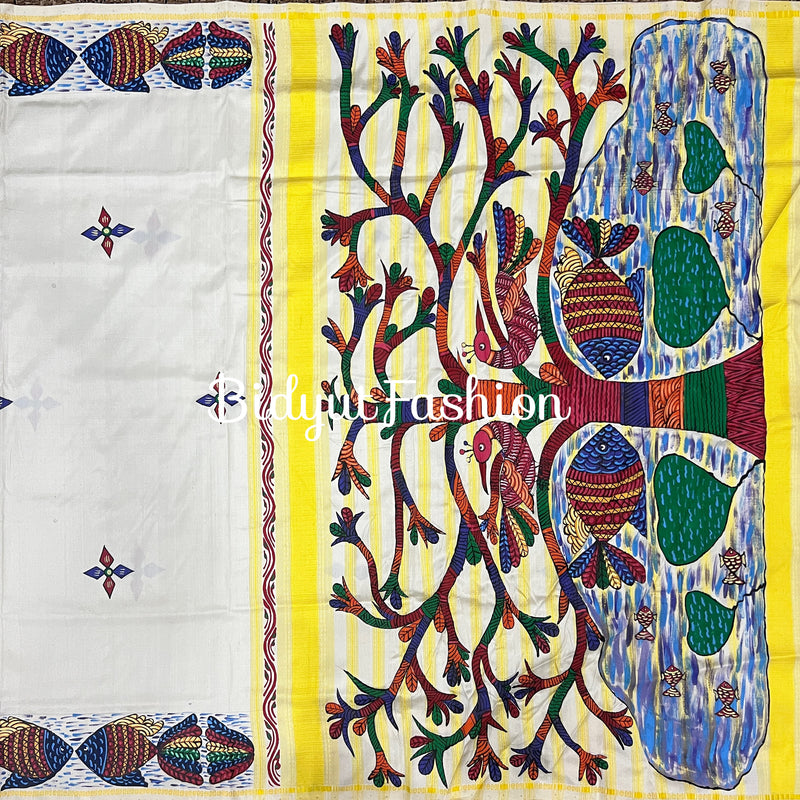 Odisha Tribal  Gond Handpainting on Berhampuri Silk Saree