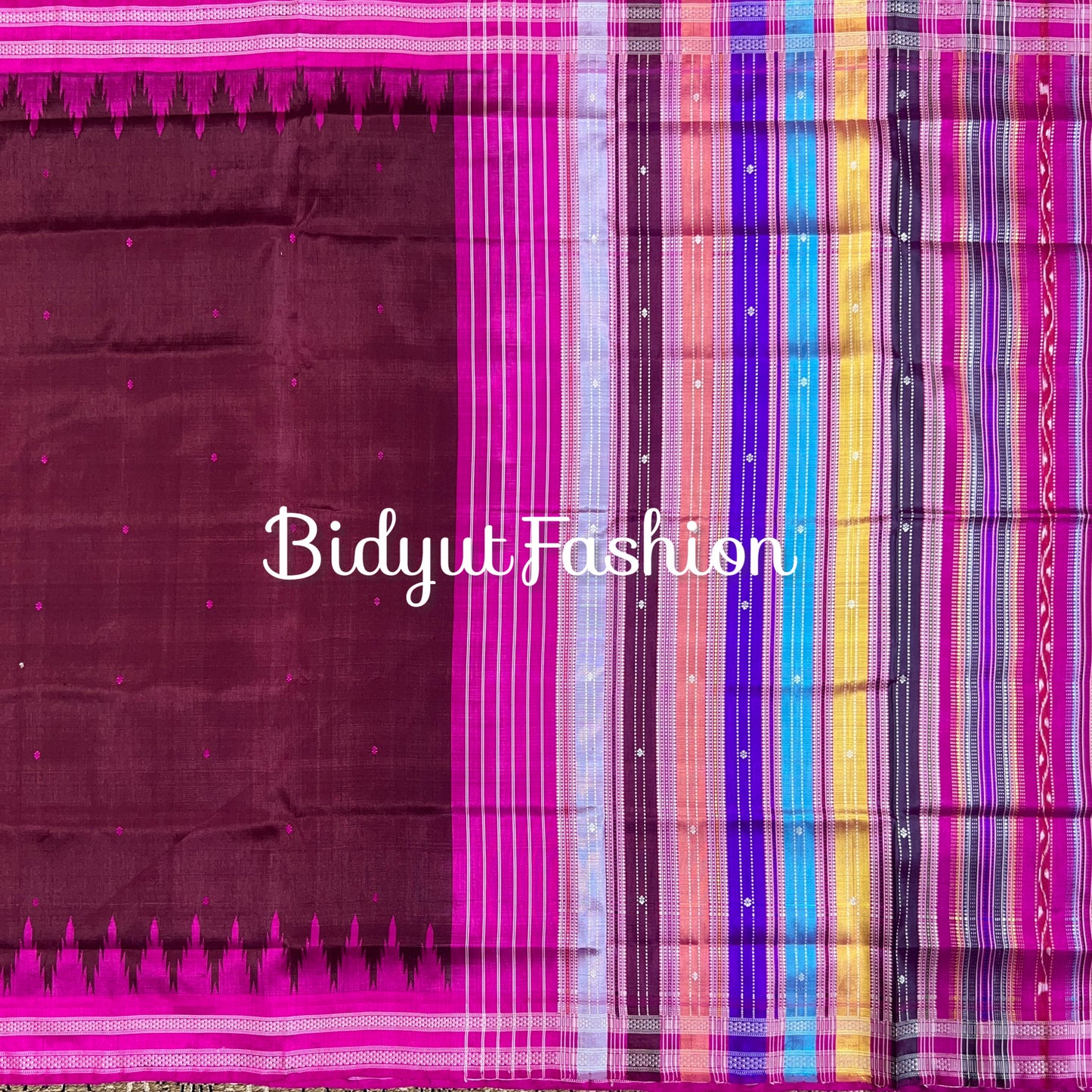 Maroon color Berhampuri Double Palla Silk Saree |Odisha handloom Silk