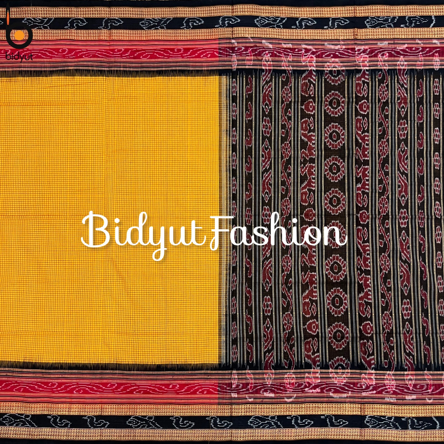 Handlooms of Odisha Sachipar Sambalpuri Ikat Cotton Sarees Yellow color