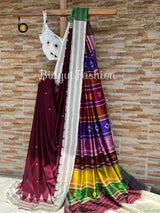 Odisha Handloom maroon color Double Pall Phoda Kumbha Ikat Berhampuri Silk Saree | Bidyut Fashion House