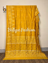 Odisha handloom Nuapatna | Khandua Ikat Silk Saree - yellow color saree