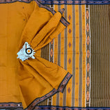 Odisha Handloom orange color Suta Luga Ikat Cotton Saree - a Traditional Weaving - Bidyut Fashion