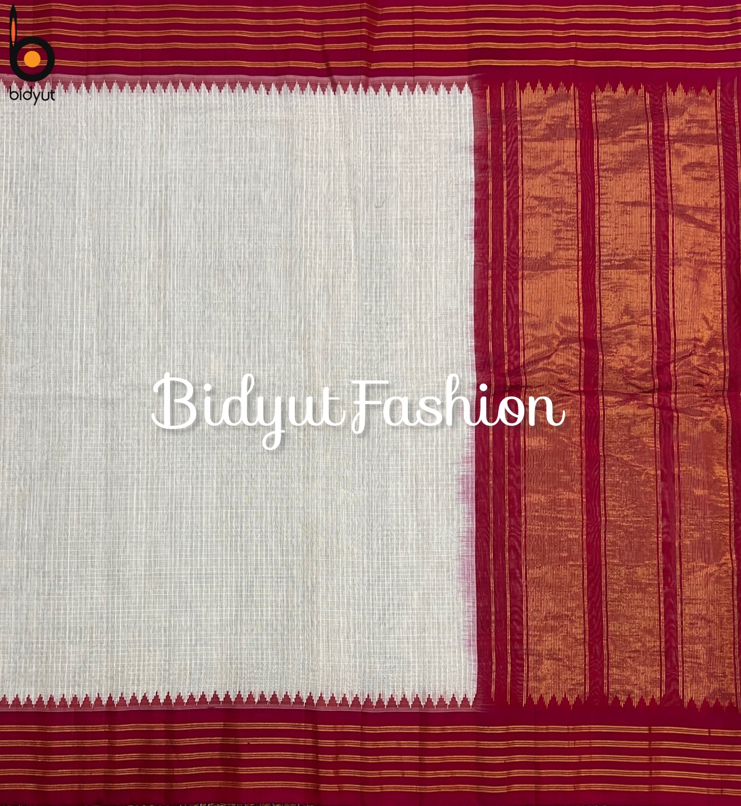 Gadwal handloom Saree - white red color saree