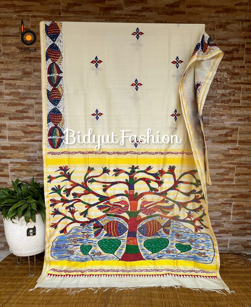 Odisha Tribal  Gond Handpainting on Berhampuri Silk Saree