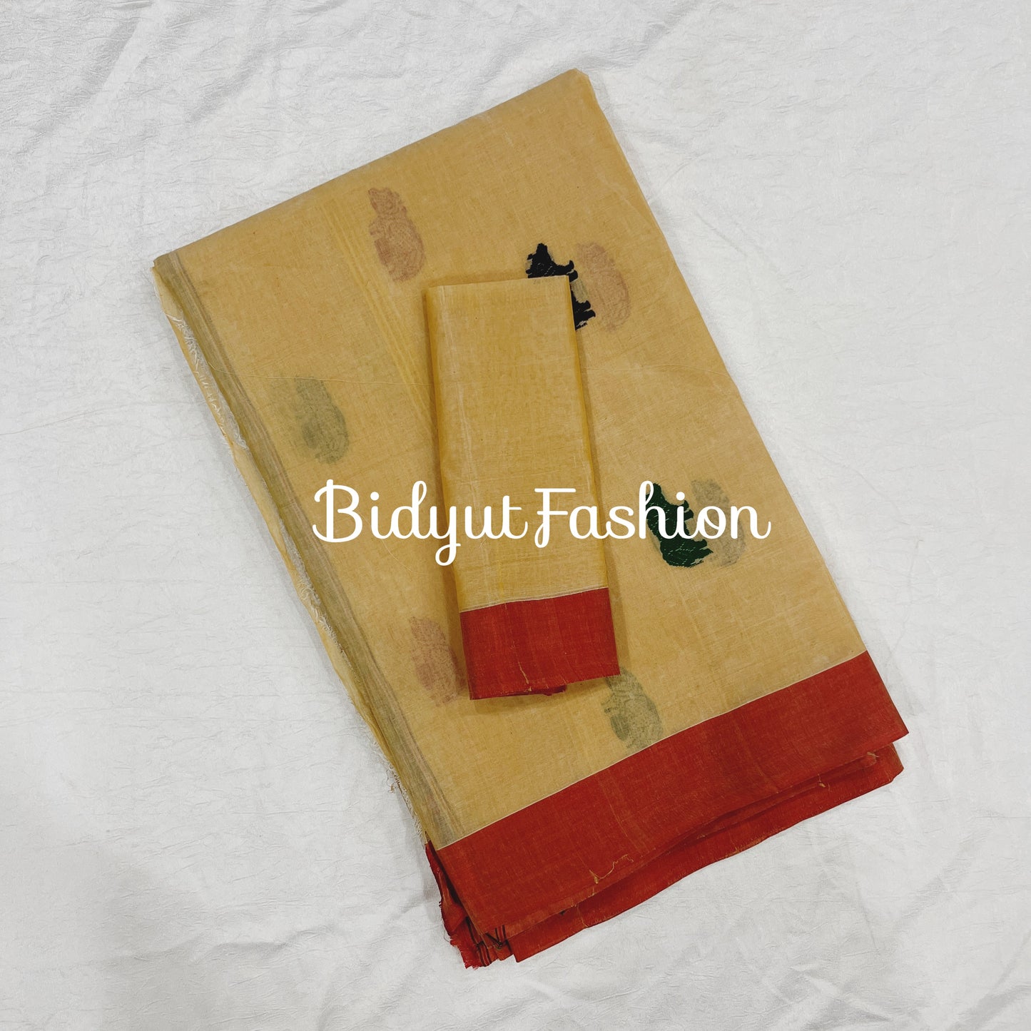 Assam Handloom Cotton Saree - Natural color sari - Bidyut Fashion