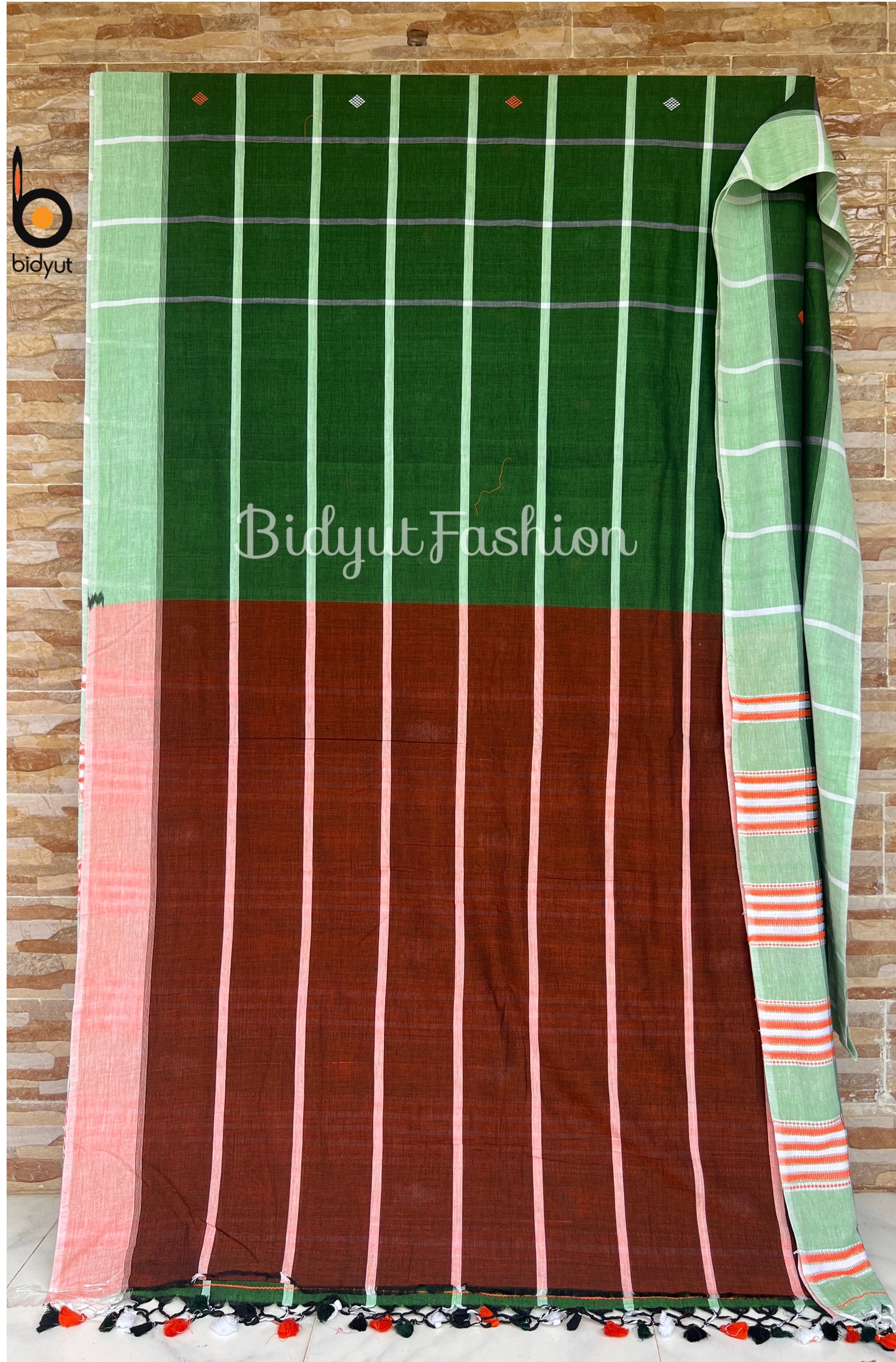 Handlooms of Odisha Santhal Tribal Cotton Sarees green color