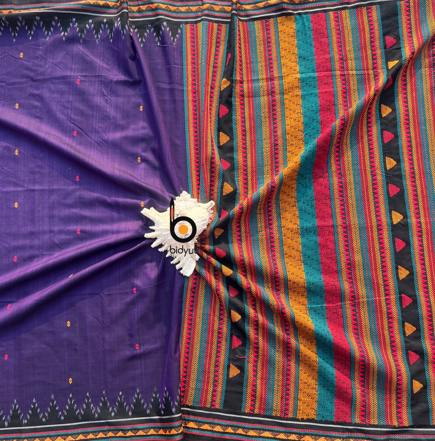 Odisha Handloom Dongria design Cotton Saree - Purple color saree