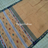 Odisha Handloom Yellow color Suta Luga Ikat Cotton Saree - a traditional Weaving - Bidyut Fashion