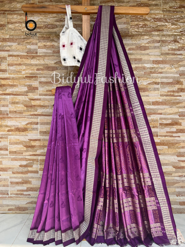 Handloom Bomkai Saree a sambalpuri Silk Handloom of Odisha | Purple color