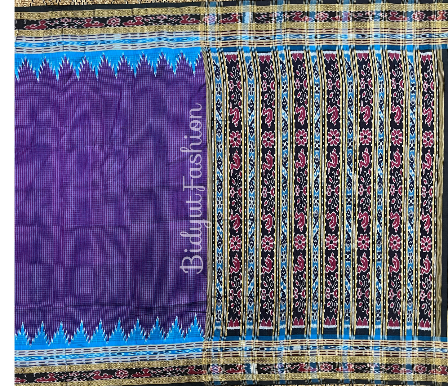 Handlooms of Odisha Sachipar Nuapatna Khandua Ikat Silk Sarees Purple color