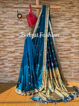 Assam Handloom Paat Silk Saree - Blue sari - Bidyut Fashion