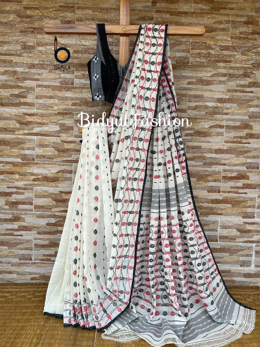 Dhakai Jamdani handloom Cotton Saree - Bidyut Fashion