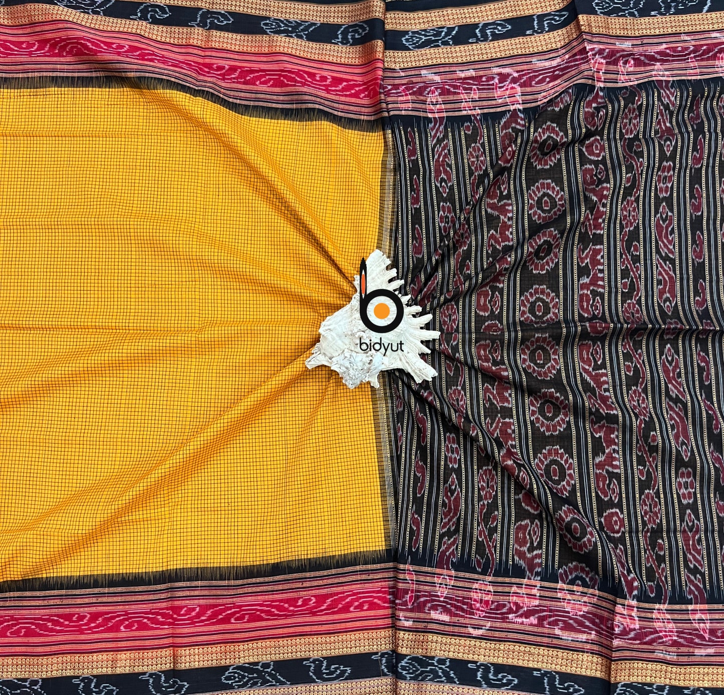 Handlooms of Odisha Sachipar Sambalpuri Ikat Cotton Sarees Yellow color