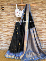 Gadwal Silk Saree online- Black color saree