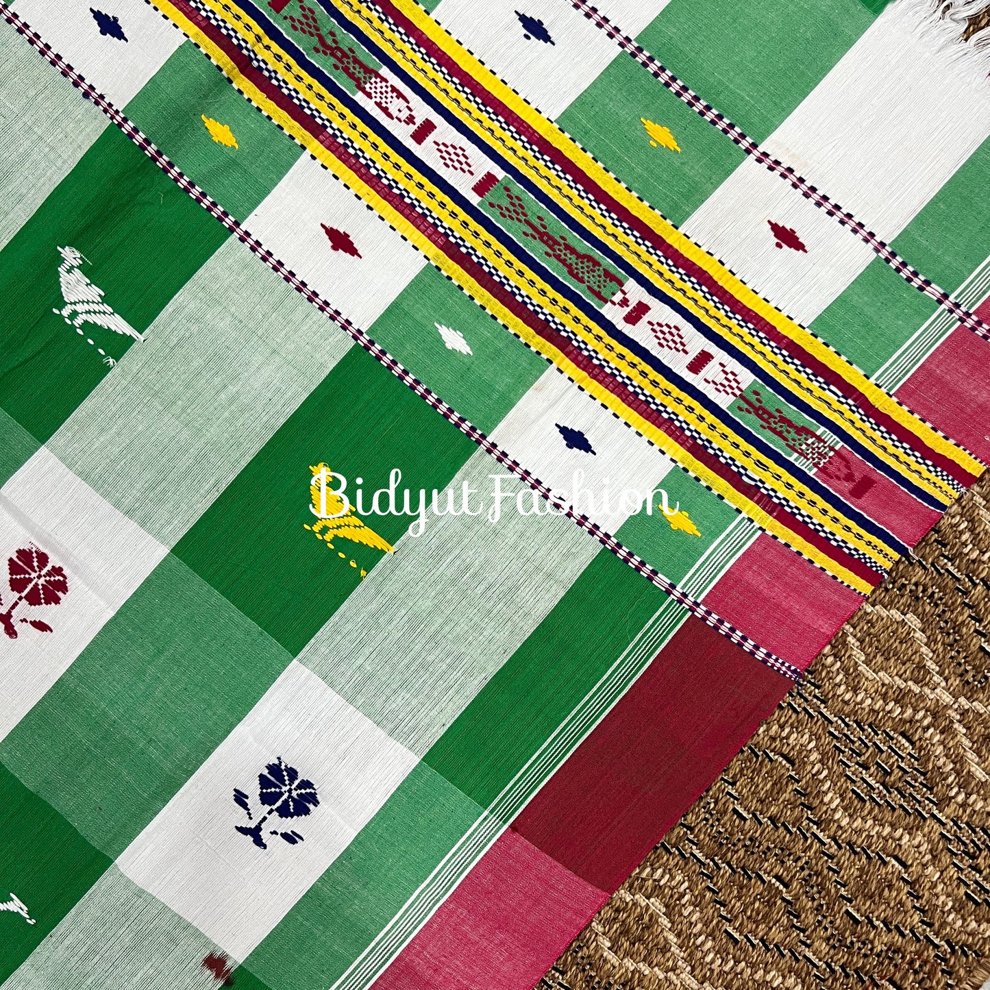 Odisha handloom Santhal Tribal Cotton Saree - white color saree