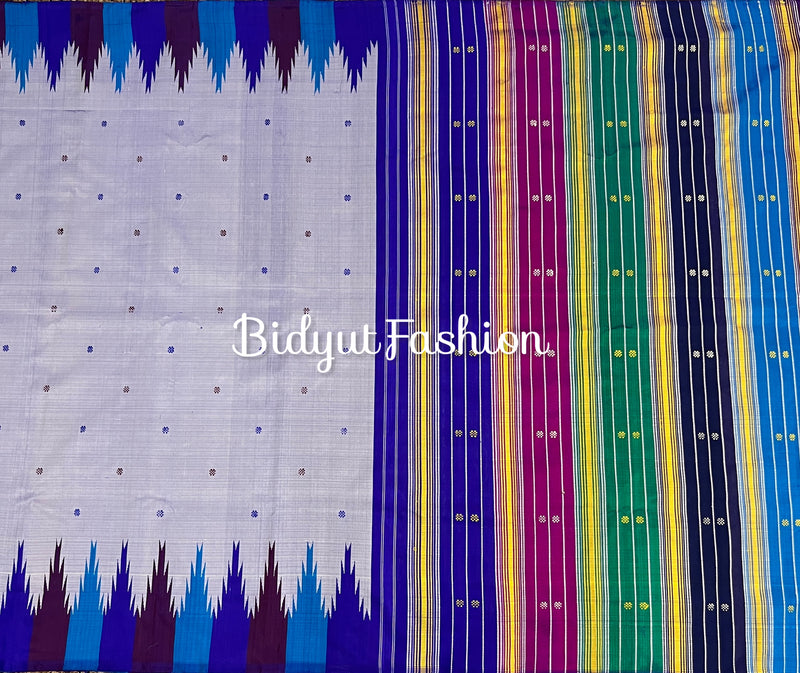 Odisha Handloom Grey color Double Pall Phoda Kumbha Ikat Berhampuri Silk Saree | Bidyut Fashion House