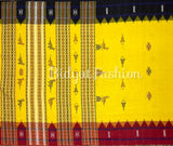 Traditional heavy tribal Kotpad Cotton Saree of Odisha handloom - Yellow color