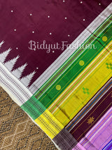 Odisha Handloom maroon color Double Pall Phoda Kumbha Ikat Berhampuri Silk Saree | Bidyut Fashion House