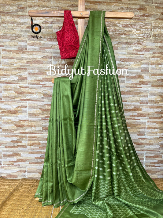 Traditional Odisha handloom green ikat weaving Gopalpur tussar silk saree