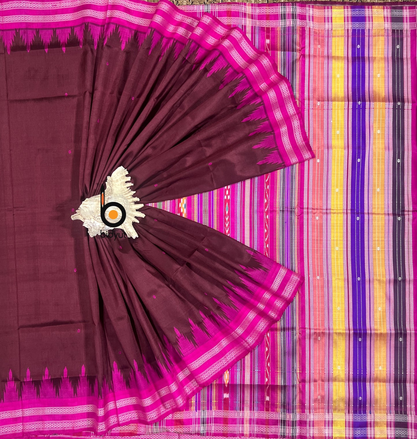 Maroon color Berhampuri Double Palla Silk Saree |Odisha handloom Silk