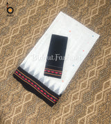 Odisha Handloom Dongria design Cotton Saree - White color saree