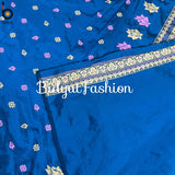 Assam Handloom Paat Silk Saree - Blue sari - Bidyut Fashion