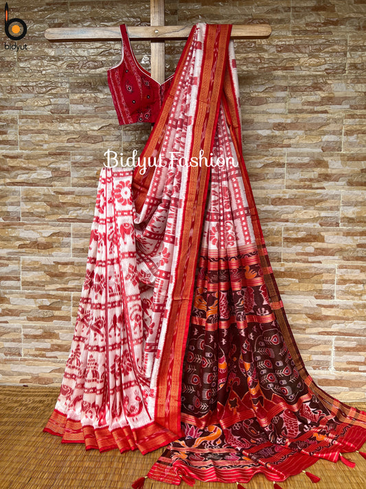 ODISHA HANDLOOM | NUAPATNA|KHANDUA| NABAKOTHI IKAT SILK SAREE - Bidyut Fashion