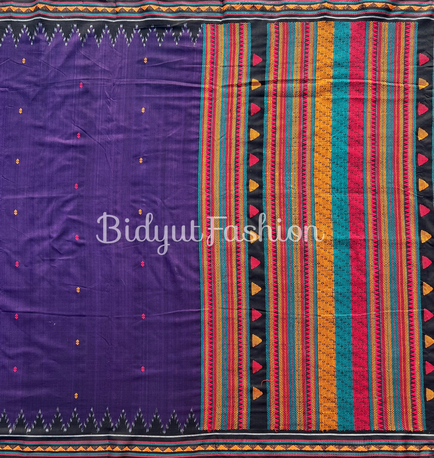 Odisha Handloom Dongria design Cotton Saree - Purple color saree