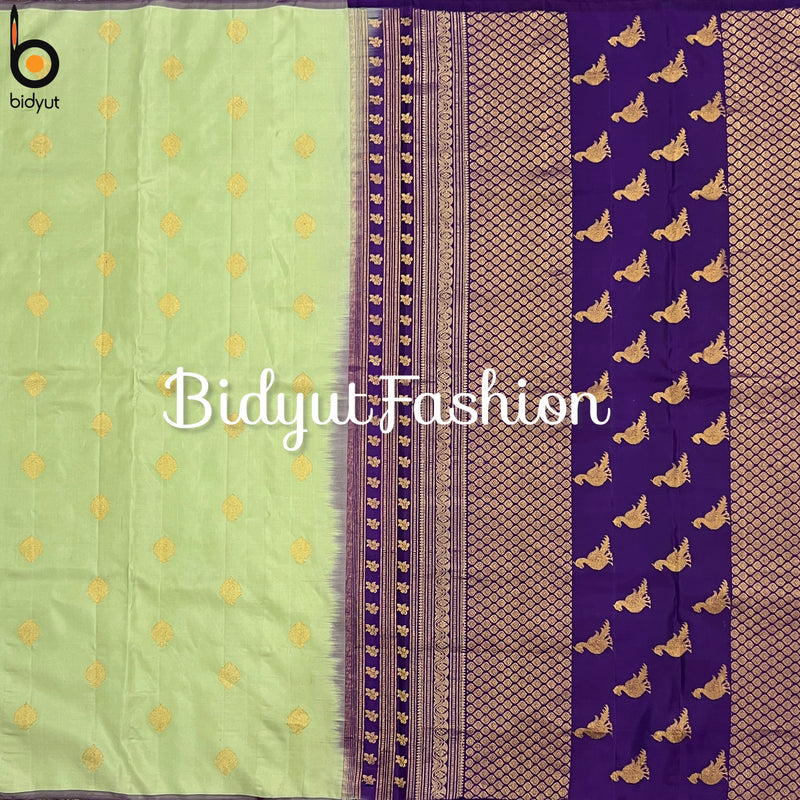 Handloom Gadwal Silk Saree online mint green color saree