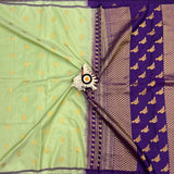 Handloom Gadwal Silk Saree online mint green color saree