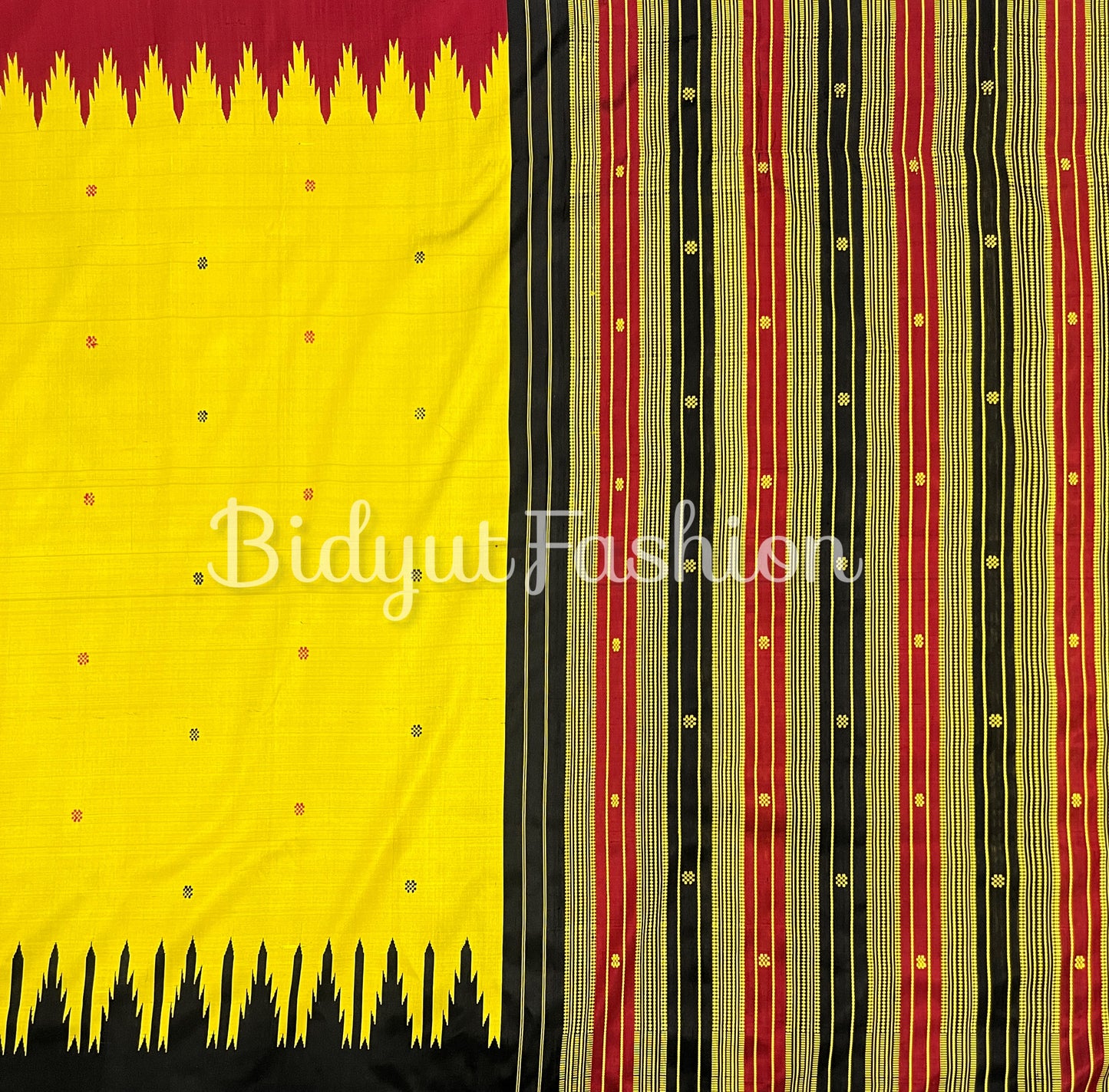 Olive yellow color Berhampuri Double Palla Silk Saree |Odisha handloom Silk