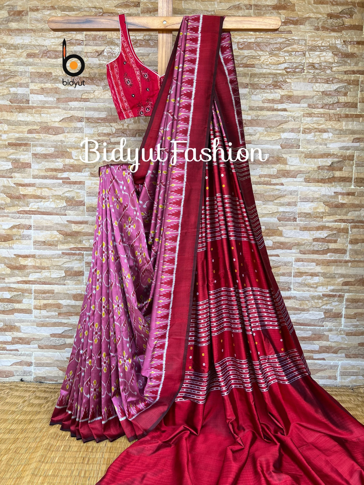 Odisha handloom Nuapatna | Khandua Ikat Silk Saree - rose gold color