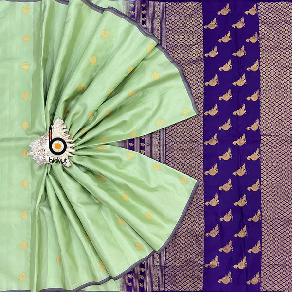 Handloom Gadwal Silk Saree online mint green color saree