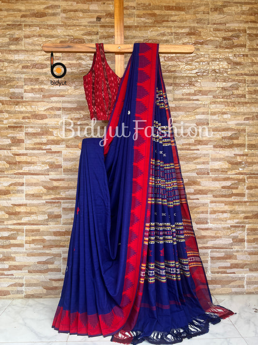 Kotpad Cotton Saree handloom of Odisha - Indigo blue color saree