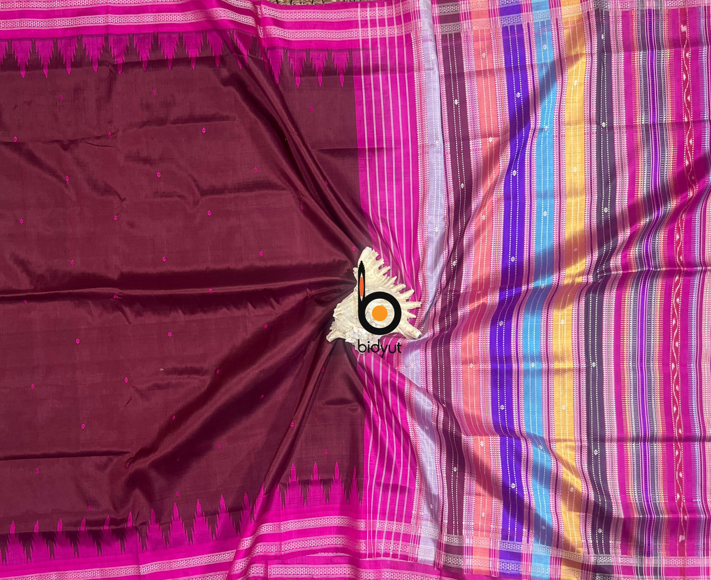 Maroon color Berhampuri Double Palla Silk Saree |Odisha handloom Silk