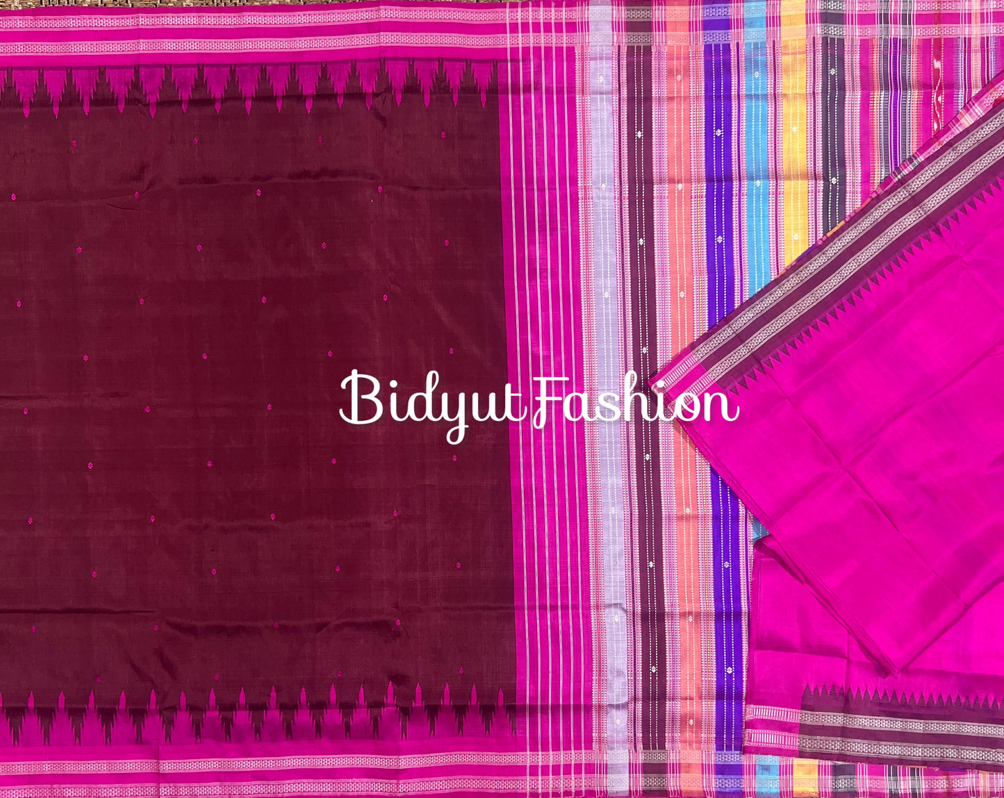 Maroon color Berhampuri Double Palla Silk Saree |Odisha handloom Silk