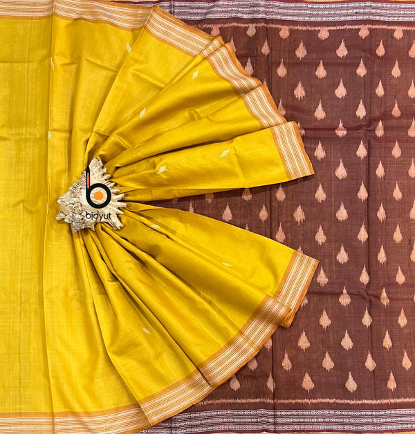 Gopalpur pure Tussar Silk Saree Odisha Handloom - yellow color saree