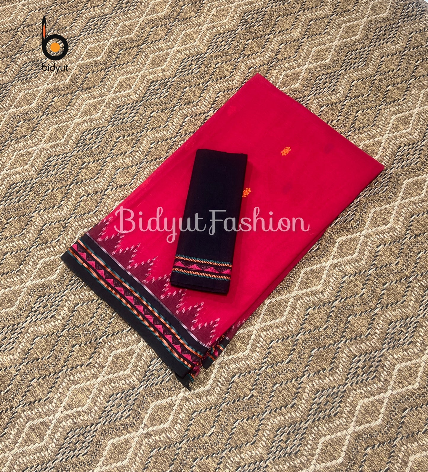 Odisha handloom Dongria Design Cotton Saree - Red color saree