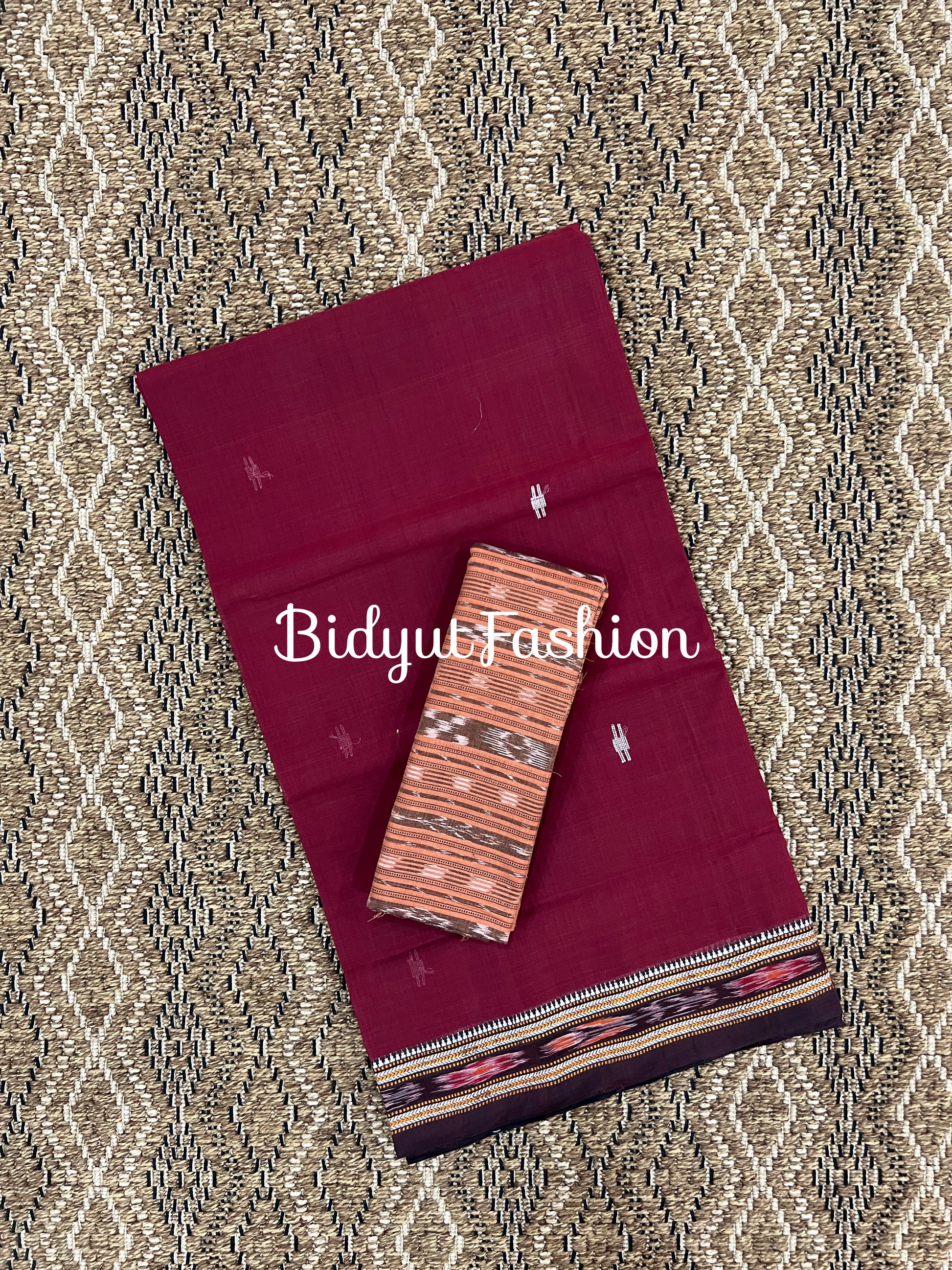 Exquisite Odisha Handloom Maroon color Suta Luga Ikat Cotton Saree - Unveiling the Artistry of Traditional Weaving - Bidyut Fashion