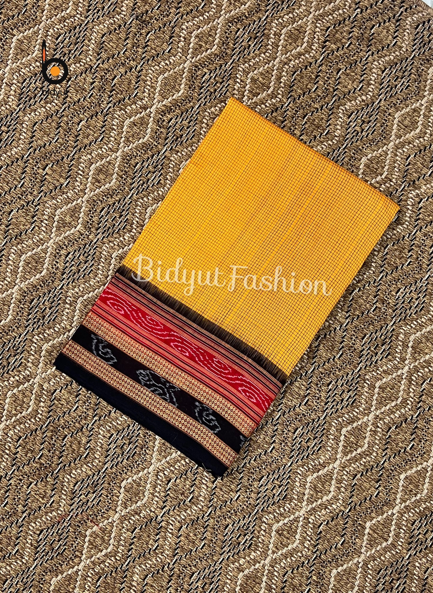 Handlooms of Odisha Sachipar Sambalpuri Ikat Cotton Sarees Yellow color