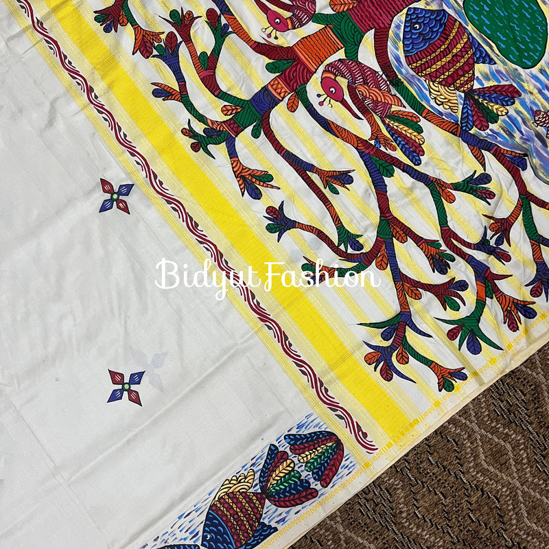 Odisha Tribal  Gond Handpainting on Berhampuri Silk Saree