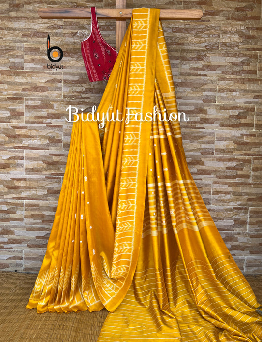 Odisha handloom Nuapatna | Khandua Ikat Silk Saree - yellow color saree