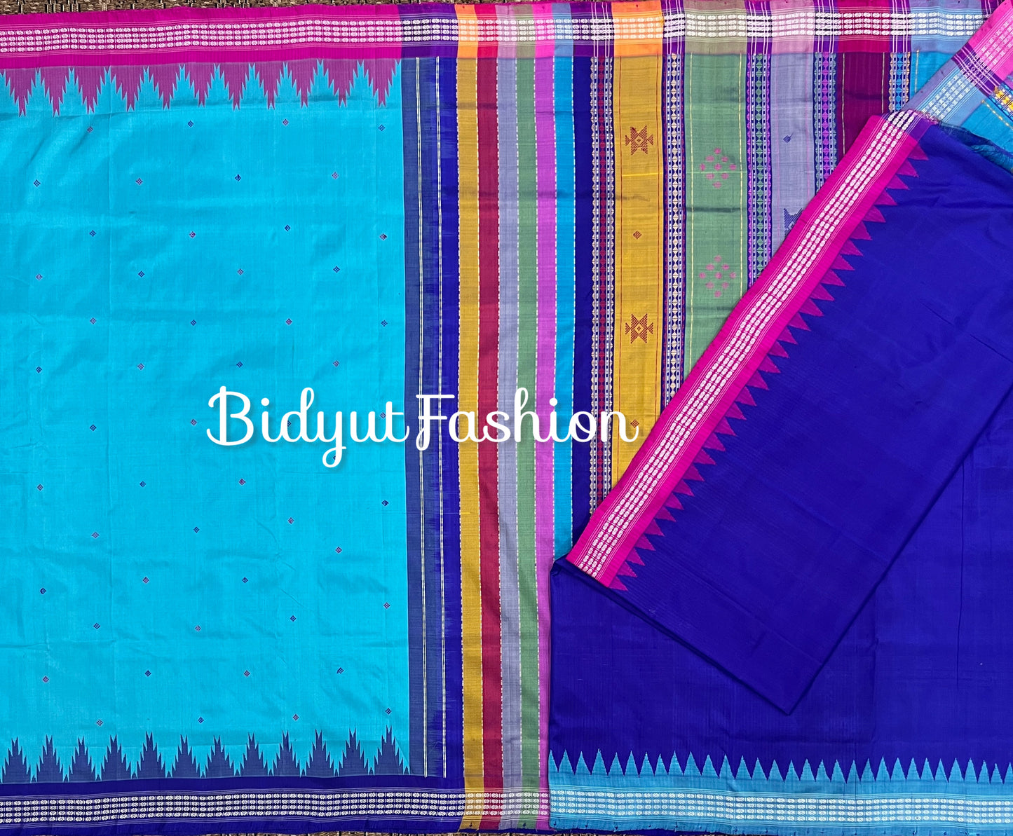 Blue color Berhampuri Patta Saree |Odisha handloom Silk