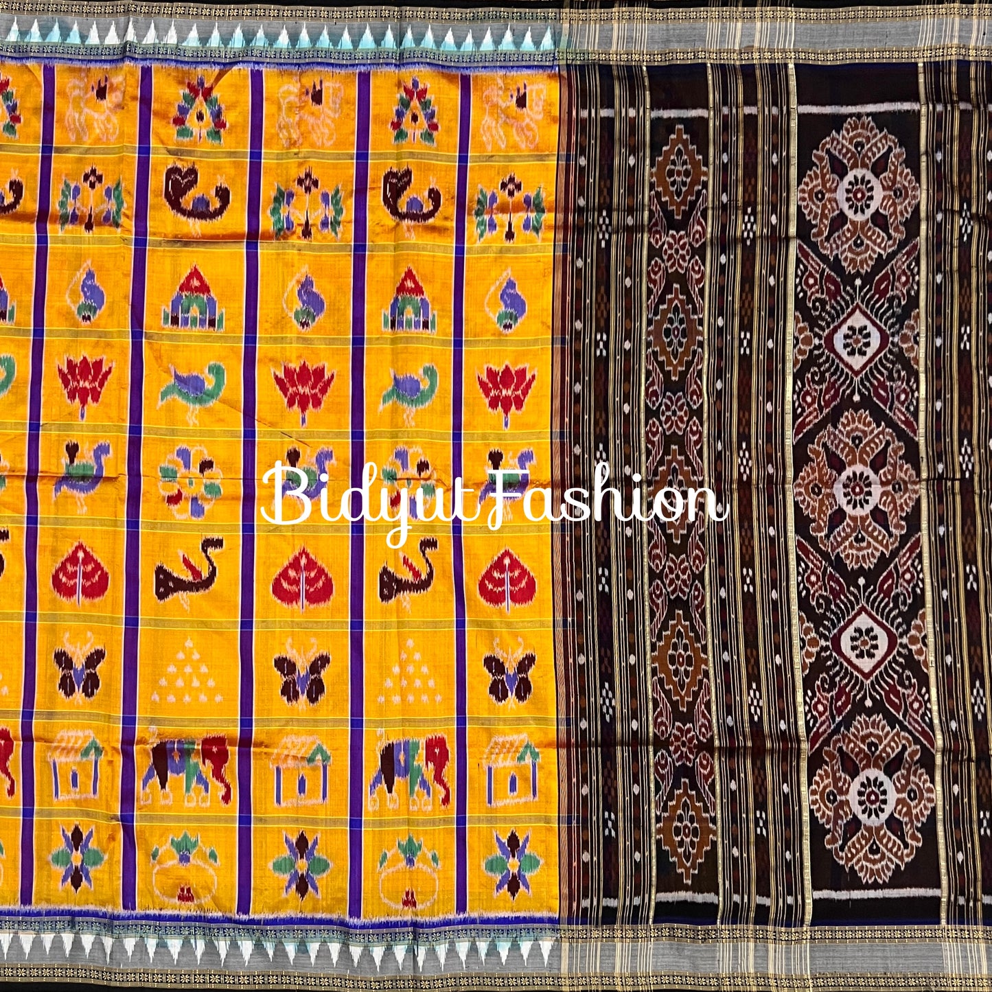 Yellow color Nabakothi | Nuapatna Ikat Khandua Sarees | Odisha Handloom Collection at Bidyut Fashion House - Bidyut Fashion