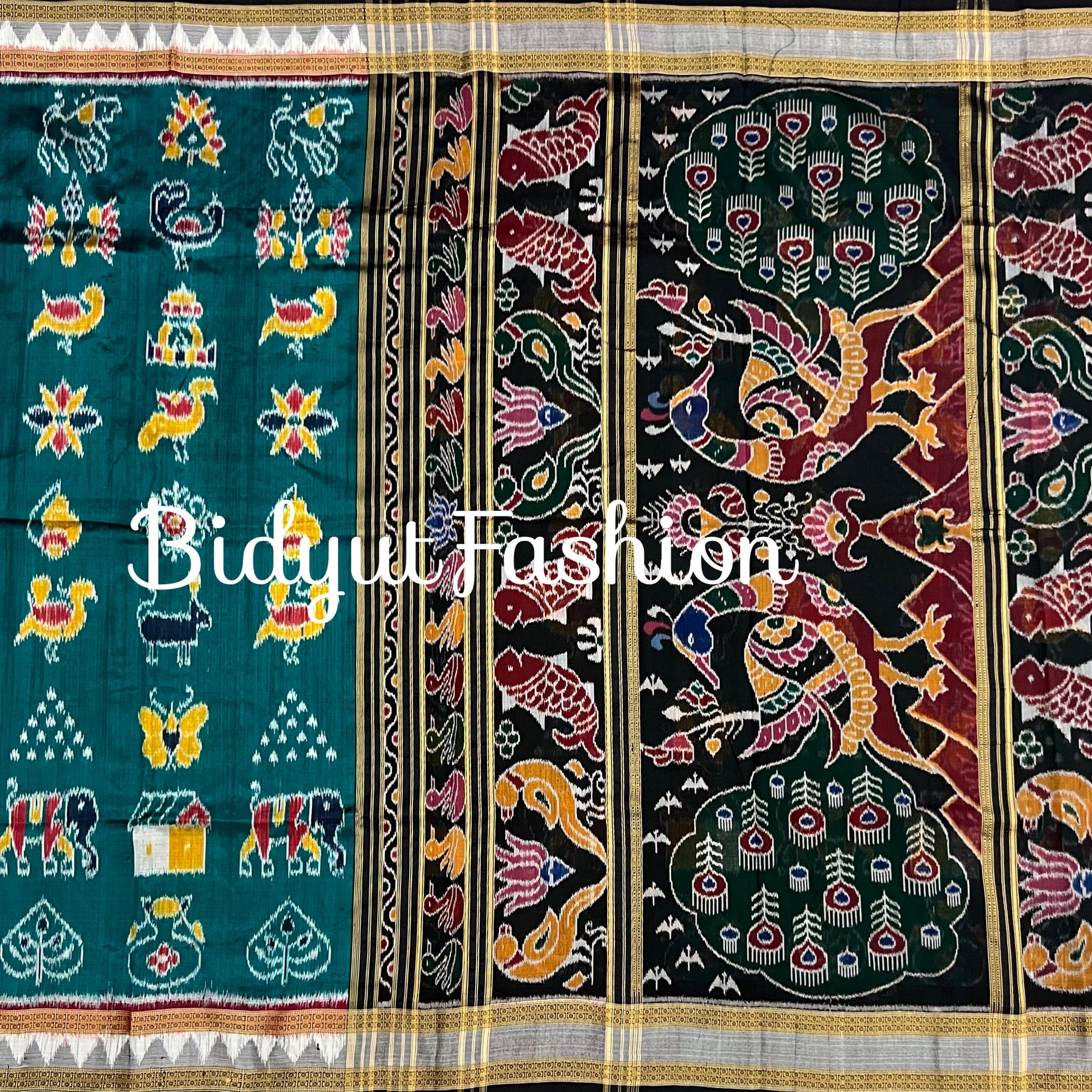 Green Nabakothi | Nuapatna Ikat Khandua Sarees | Odisha Handloom Collection at Bidyut Fashion House - Bidyut Fashion